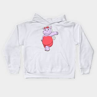 Hippo as Bride with Veil & Bow Kids Hoodie